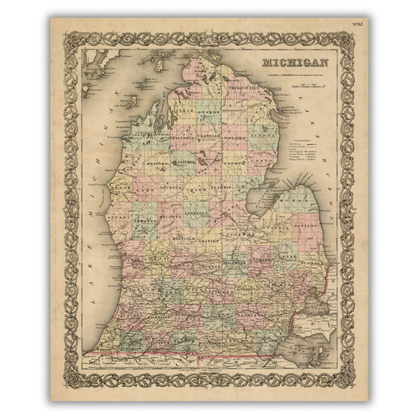 Map of Michigan, 1855 Print – Michiganology