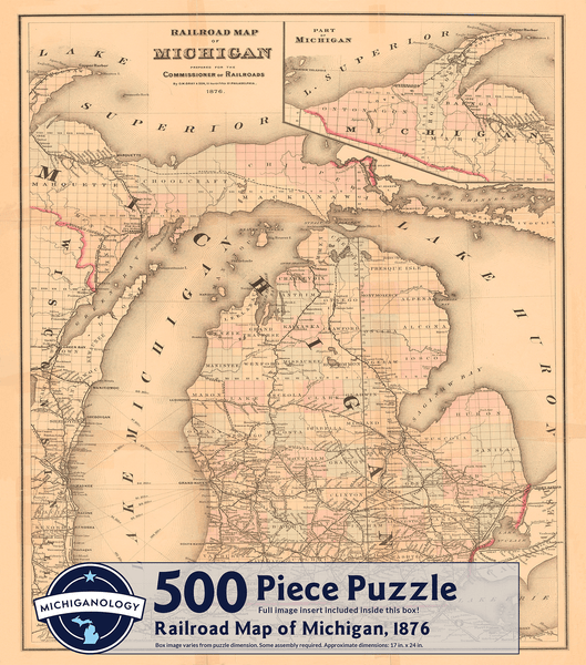 Railroad Map of Michigan, 1876 Puzzle Michiganology
