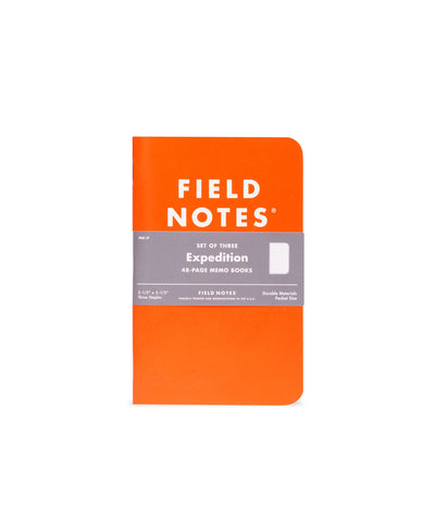 Front of orange Field Notes Expedition notebook.