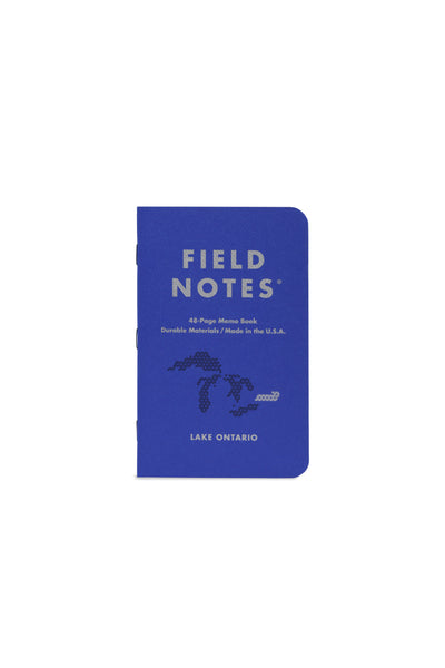 Front of blue Field Notes Lake Ontario notebook.