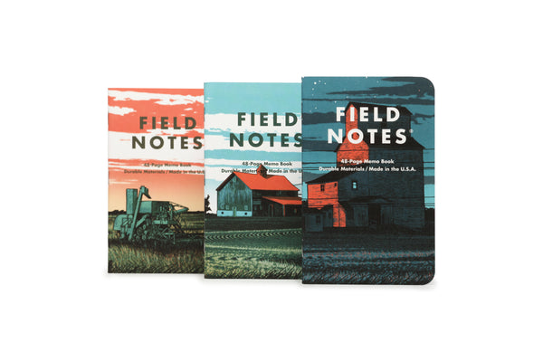 Front of the three Field Notes Heartland notebooks.