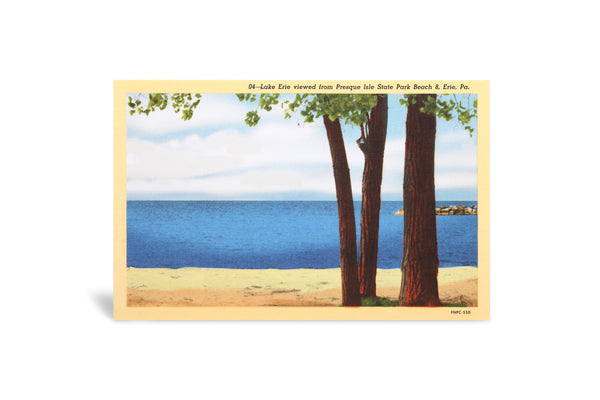 Postcard showing Lake Erie viewed from Presque Isle State Park Beach 8, Erie, Pa.