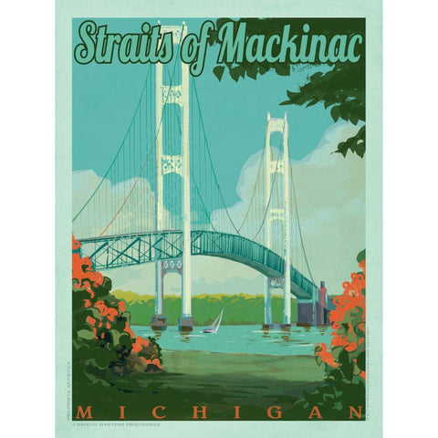 Straits of Mackinac print by Martens Printworks.