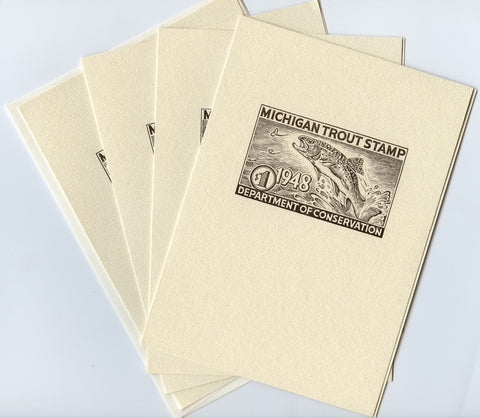 4 Pack of Michigan Trout Stamp Note Cards
