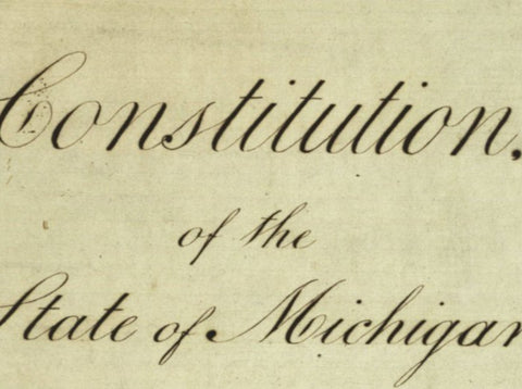Document with the words "Constitution of the State of Michigan."