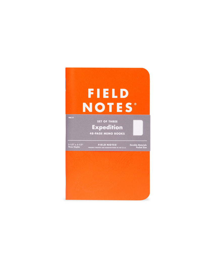 Front of orange Field Notes Expedition notebook.