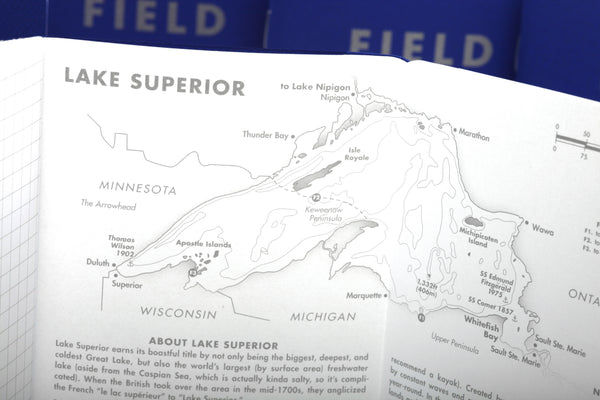 Close-up of inner foldout showing a map of Lake Superior.