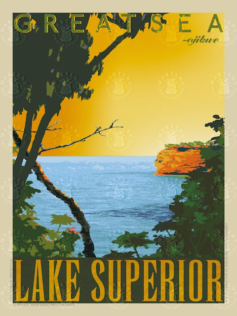 Lake Superior: Great Sea – Ojibwe print by Martens Printworks.