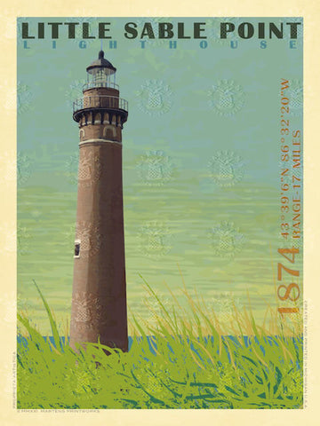Little Sable Point Lighthouse print by Martens Printworks.