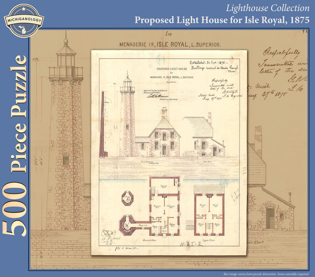 Isle Royal Lighthouse Architectural Drawing Puzzle