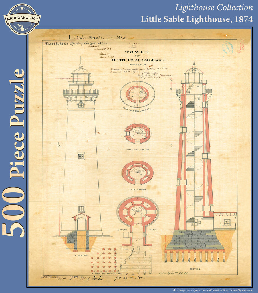 Little Sable Lighthouse Architectural Drawing Puzzle