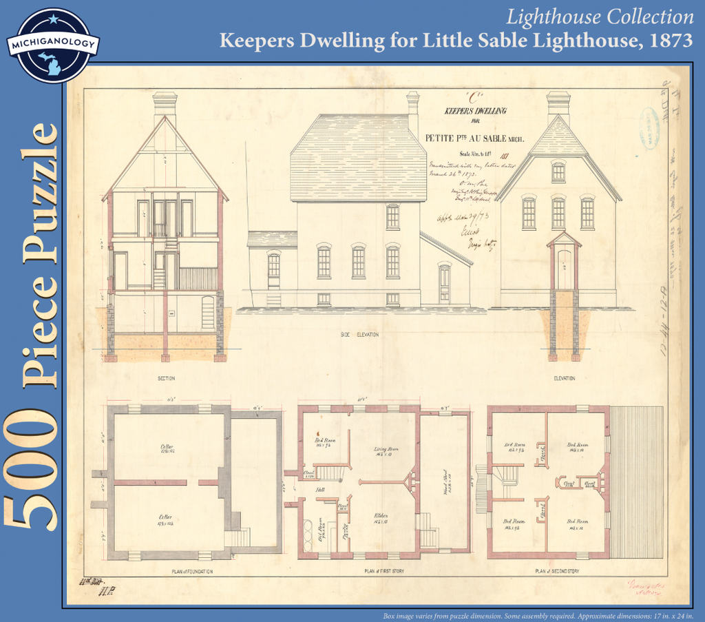 Keepers Dwelling for Little Sable Lighthouse Architectural Drawing Puzzle