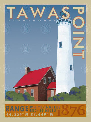 Tawas Point Lighthouse print by Martens Printworks.
