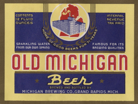Old Michigan Beer Label Print