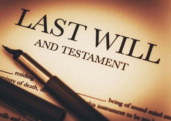 Photograph of document with text "Last Will and Testament."